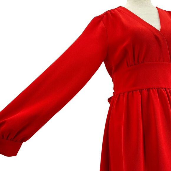 Kate Spade New York Womens 6 Dress Tie Long Sleeve V-Neck Red Party Cocktail - Picture 3 of 8